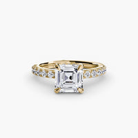 BW James Jewelers setting 9K Yellow Gold / Asscher Solitaire with Pavé 6