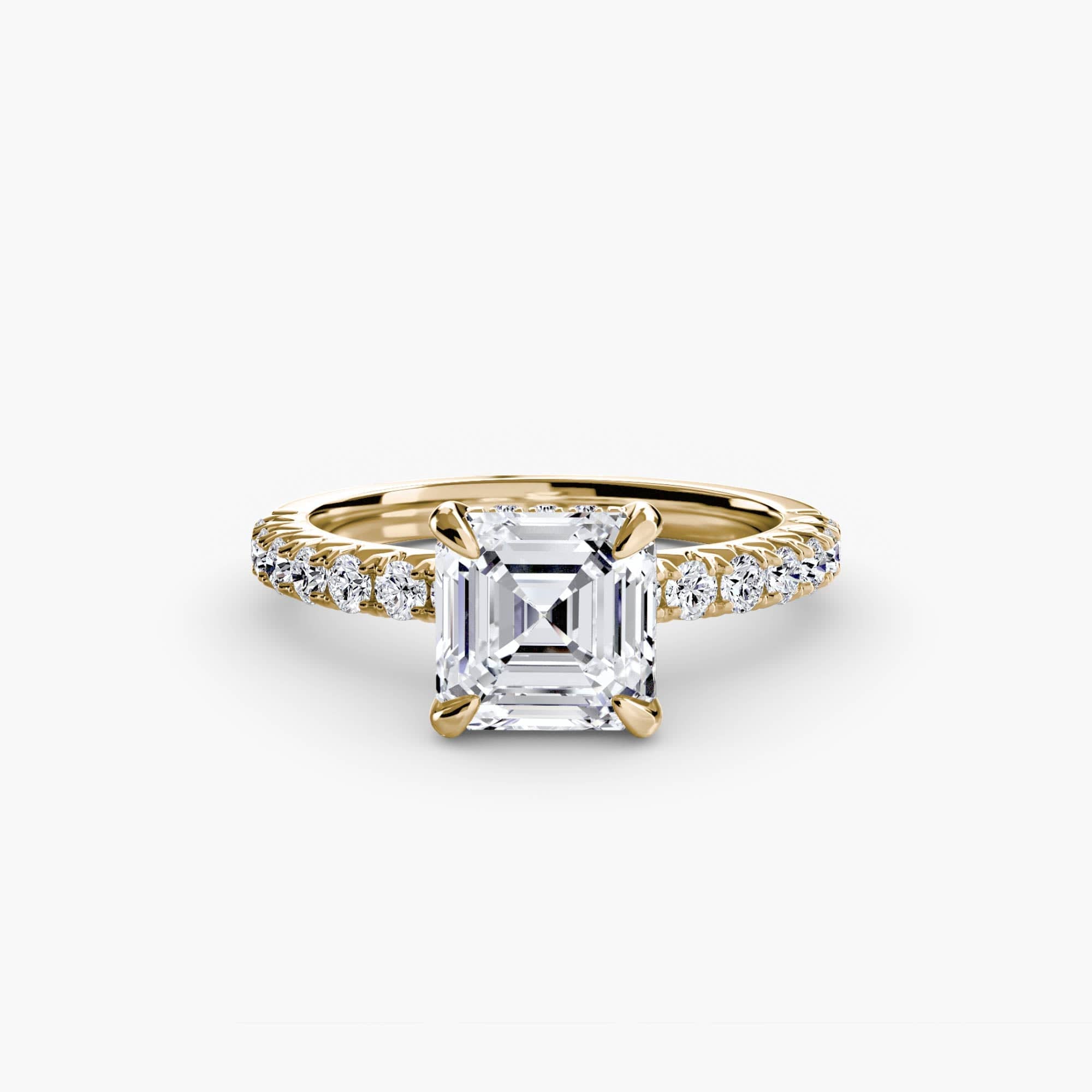 BW James Jewelers setting 9K Yellow Gold / Asscher Solitaire with Pavé 6
