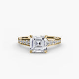BW James Jewelers setting 9K Yellow Gold / Asscher Solitaire with Pavé 7