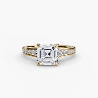 BW James Jewelers setting 9K Yellow Gold / Asscher Solitaire with Pavé 7