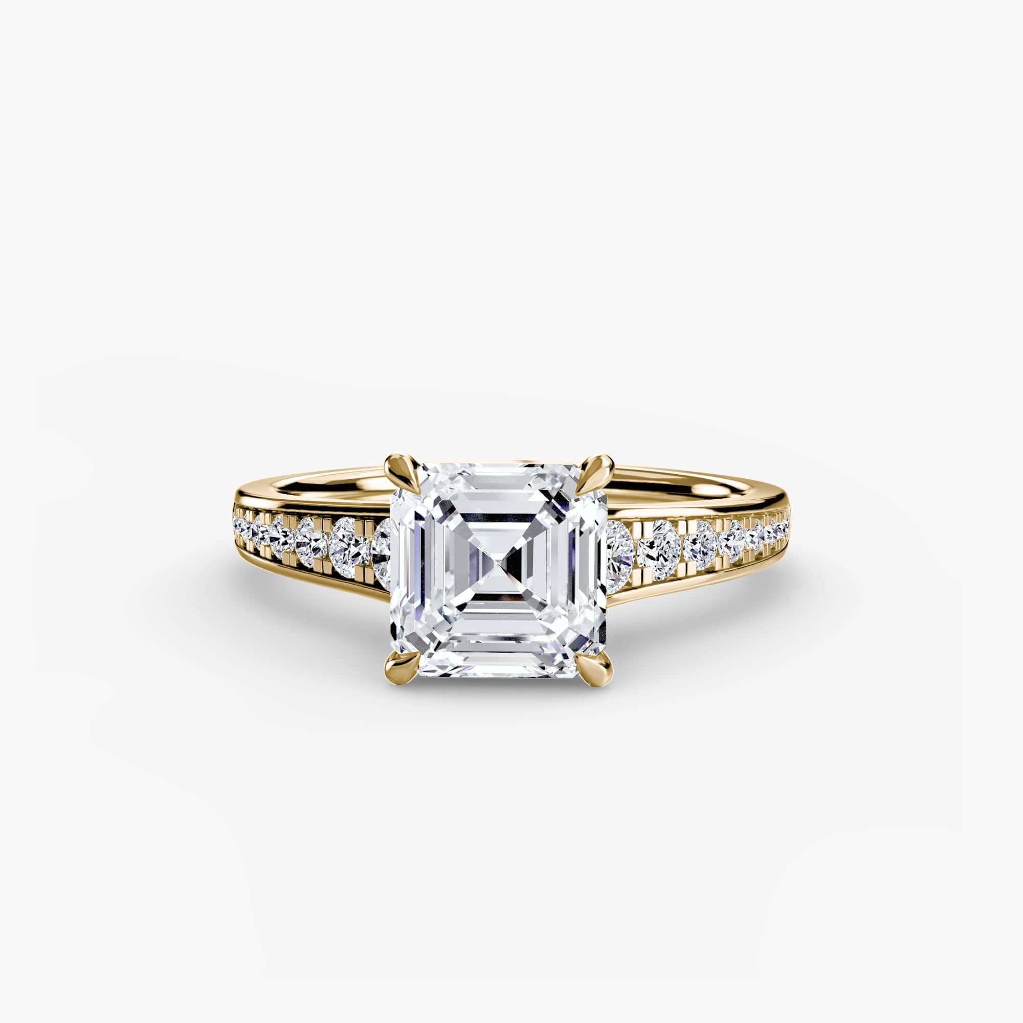 BW James Jewelers setting 9K Yellow Gold / Asscher Solitaire with Pavé 7