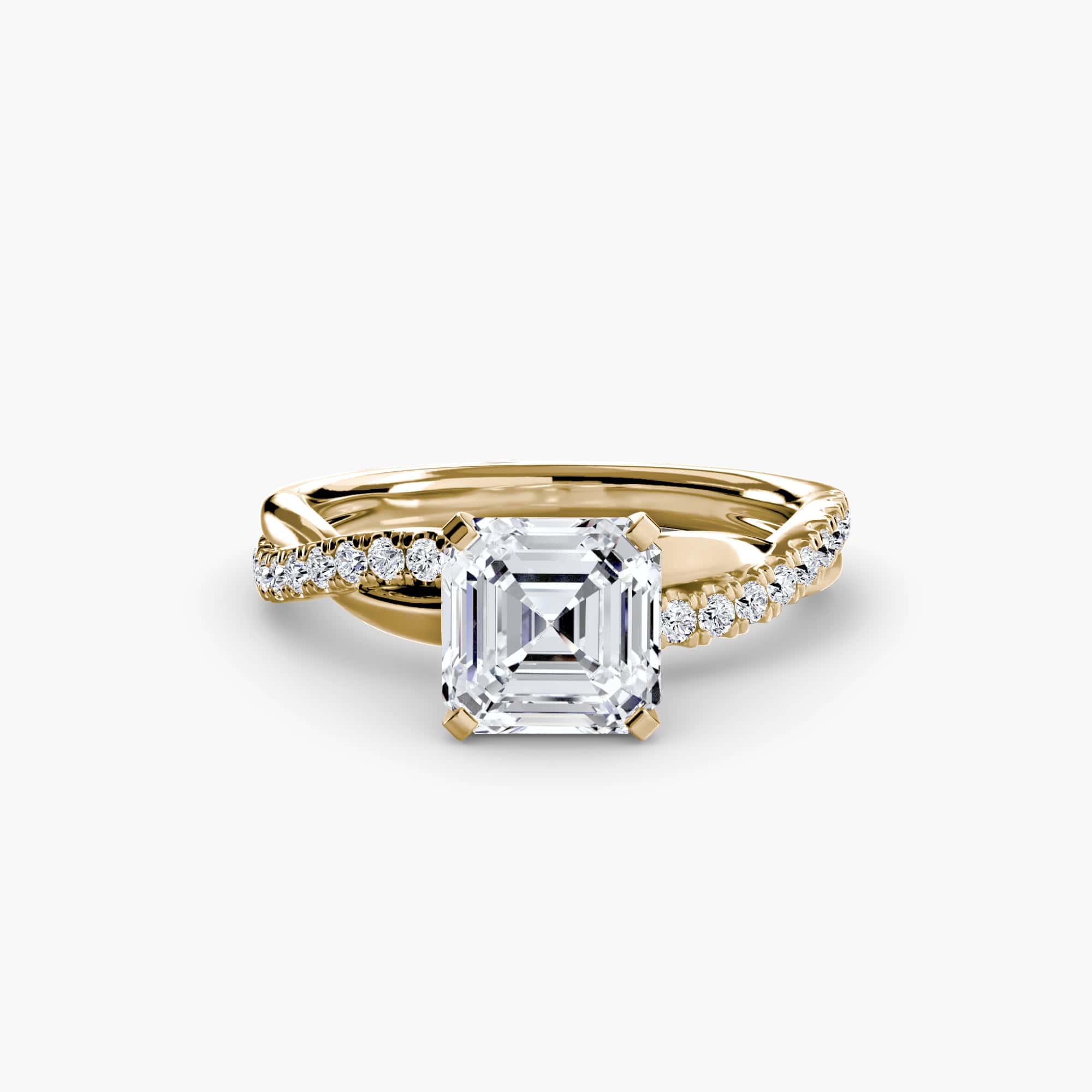 BW James Jewelers setting 9K Yellow Gold / Asscher The Emerald Twist Pavé Ring