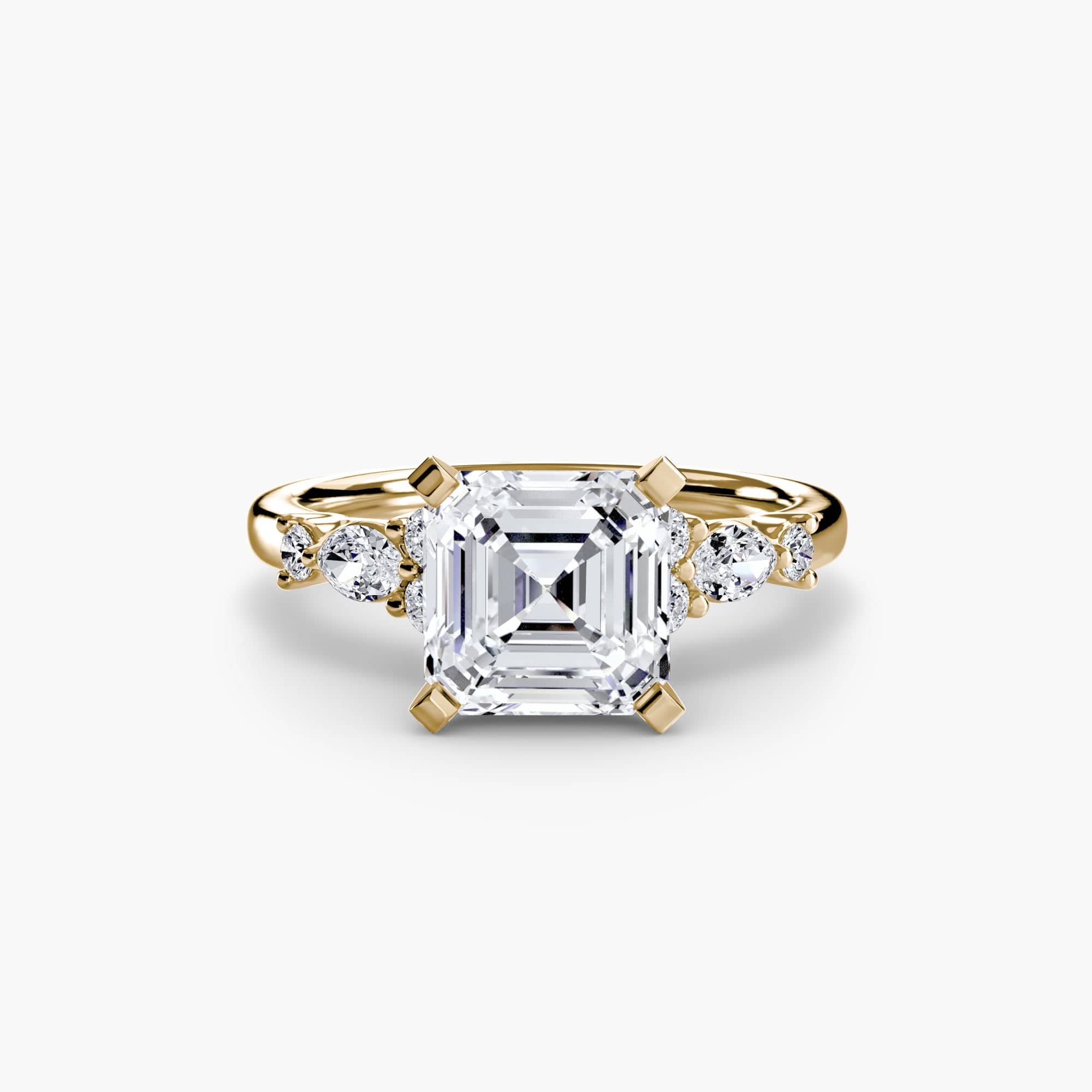 BW James Jewelers setting 9K Yellow Gold / Asscher The Floral Accent Solitaire