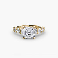 BW James Jewelers setting 9K Yellow Gold / Asscher The Graduated Accent Ring