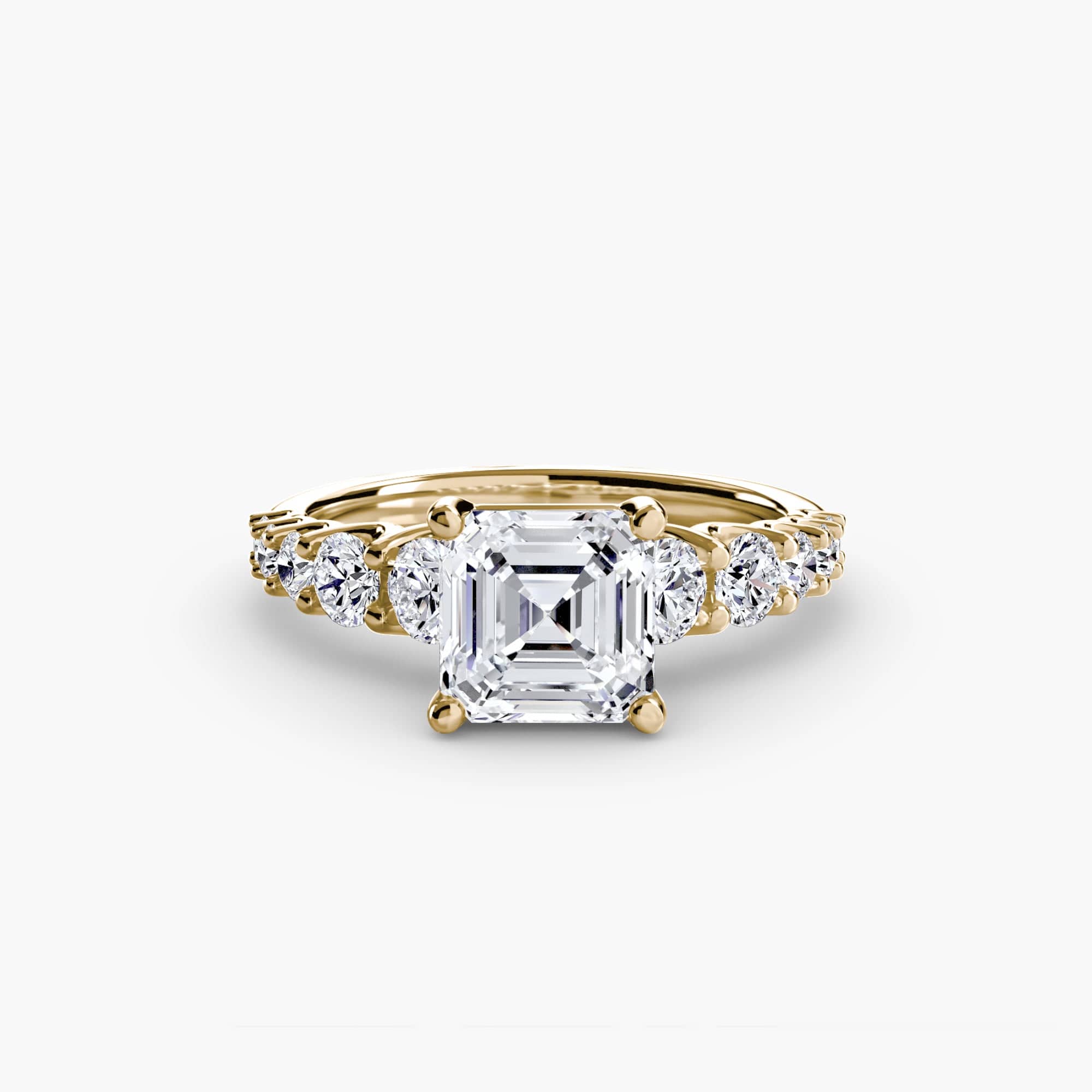 BW James Jewelers setting 9K Yellow Gold / Asscher The Graduated Accent Ring