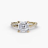 BW James Jewelers setting 9K Yellow Gold / Asscher The Twisted Pavé Solitaire