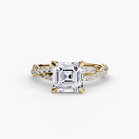 BW James Jewelers setting 9K Yellow Gold / Asscher The Twisted Pavé Solitaire
