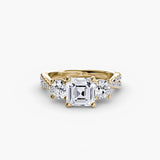BW James Jewelers setting 9K Yellow Gold / Asscher Three-Stone with Pavé Band 2