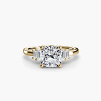 BW James Jewelers setting 9K Yellow Gold / Cushion Baguette Accent Solitaire