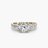 BW James Jewelers setting 9K Yellow Gold / Cushion Five Stone Ring with Pavé Band