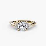 BW James Jewelers setting 9K Yellow Gold / Cushion Solitaire with Cluster Shoulders 2