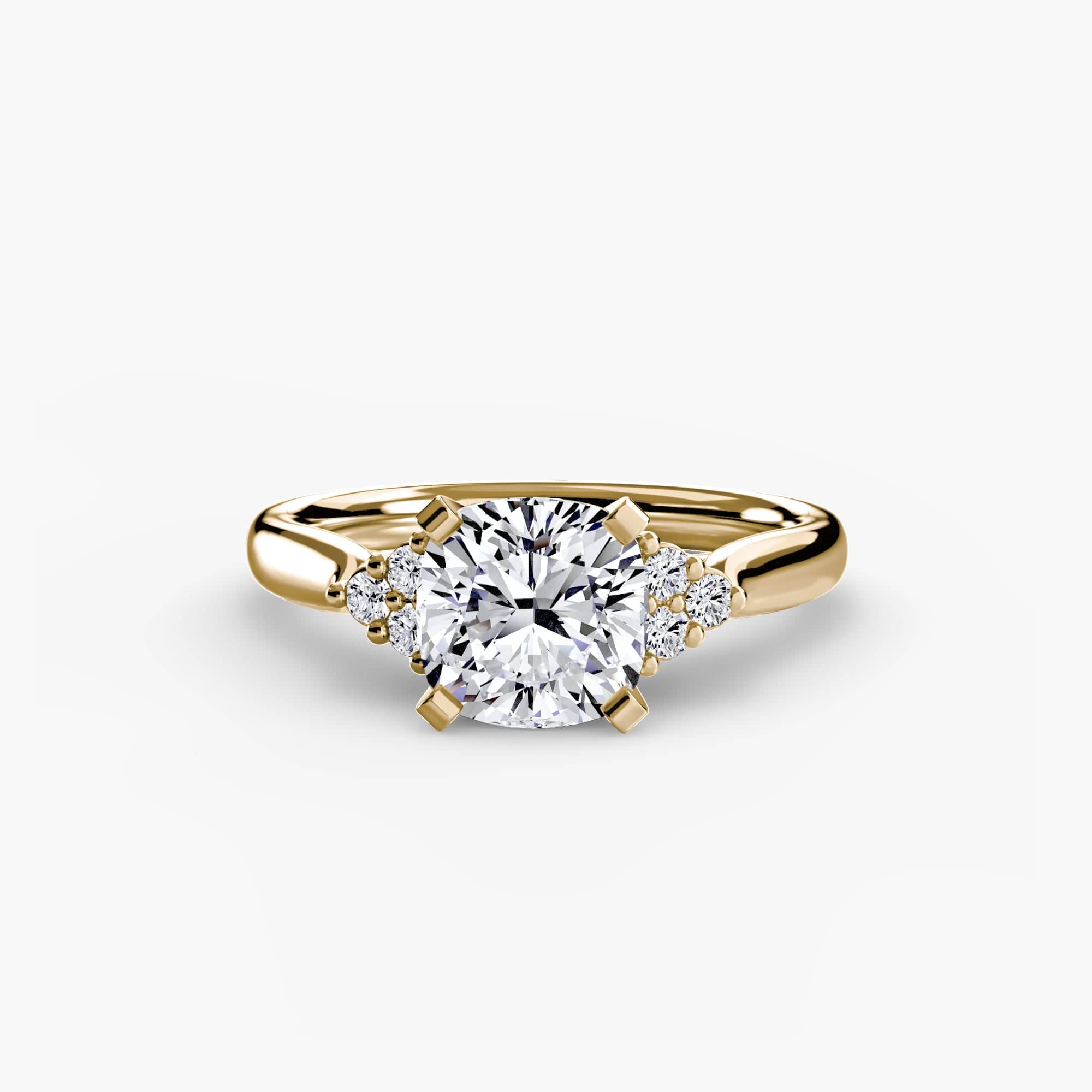 BW James Jewelers setting 9K Yellow Gold / Cushion Solitaire with Cluster Shoulders 2