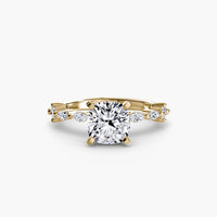 BW James Jewelers setting 9K Yellow Gold / Cushion Solitaire with Eternity Pavé