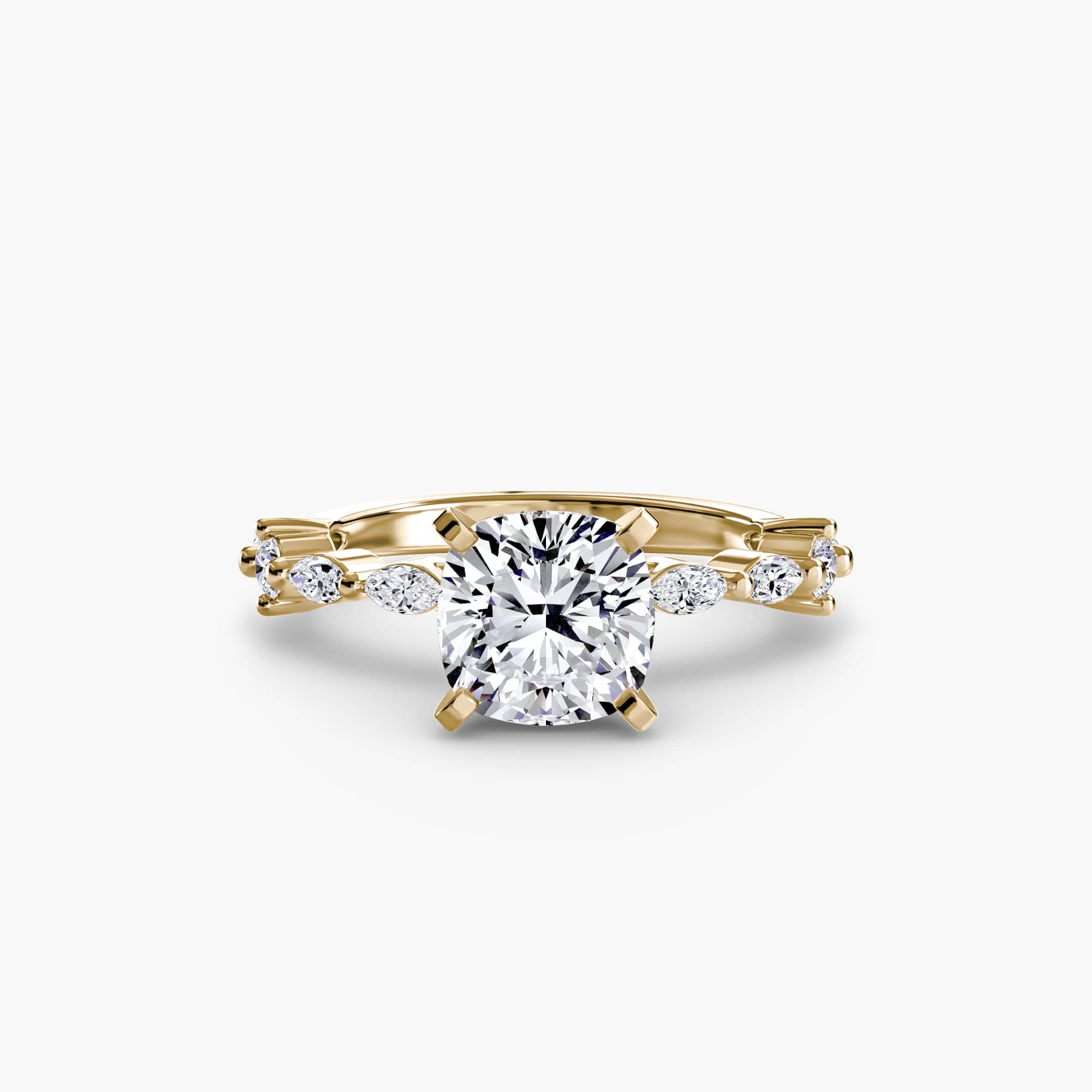 BW James Jewelers setting 9K Yellow Gold / Cushion Solitaire with Eternity Pavé