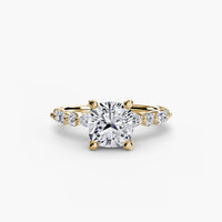 BW James Jewelers setting 9K Yellow Gold / Cushion Solitaire with Eternity Pavé 2