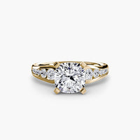 BW James Jewelers setting 9K Yellow Gold / Cushion Solitaire with Pavé 2