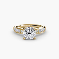BW James Jewelers setting 9K Yellow Gold / Cushion Solitaire with Pavé 3