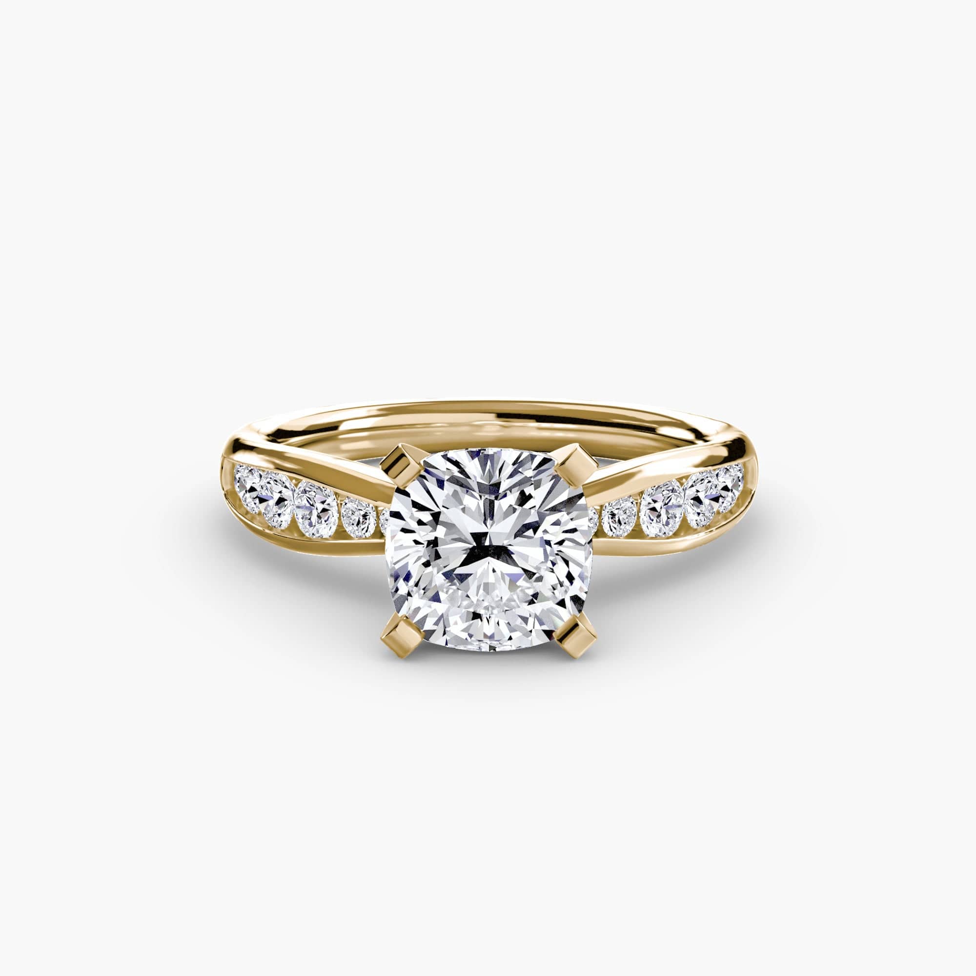 BW James Jewelers setting 9K Yellow Gold / Cushion Solitaire with Pavé 3
