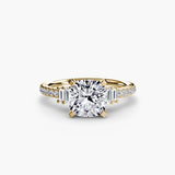 BW James Jewelers setting 9K Yellow Gold / Cushion Solitaire with Pavé 4