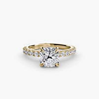 BW James Jewelers setting 9K Yellow Gold / Cushion Solitaire with Pavé 6