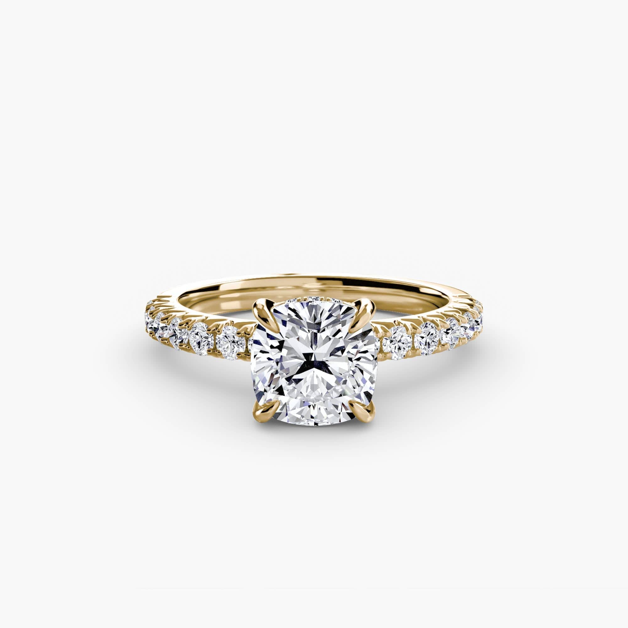 BW James Jewelers setting 9K Yellow Gold / Cushion Solitaire with Pavé 6
