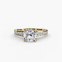 BW James Jewelers setting 9K Yellow Gold / Cushion Solitaire with Pavé 7