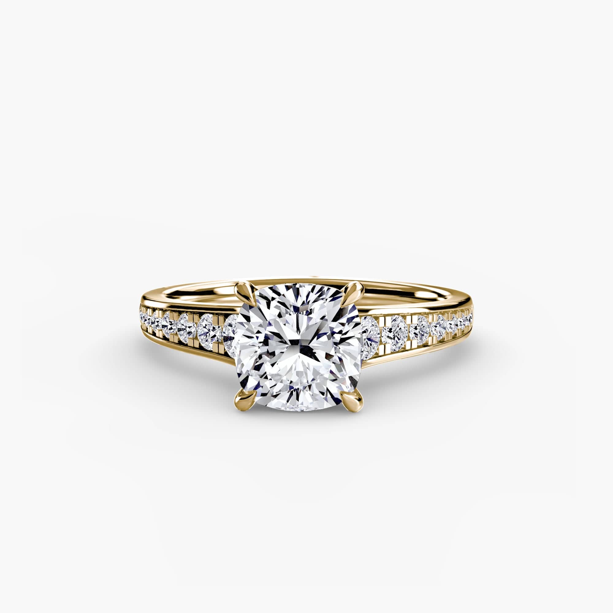 BW James Jewelers setting 9K Yellow Gold / Cushion Solitaire with Pavé 7