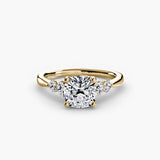 BW James Jewelers setting 9K Yellow Gold / Cushion Solitaire with Shoulder Accents 2