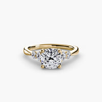 BW James Jewelers setting 9K Yellow Gold / Cushion Solitaire with Shoulder Accents 2