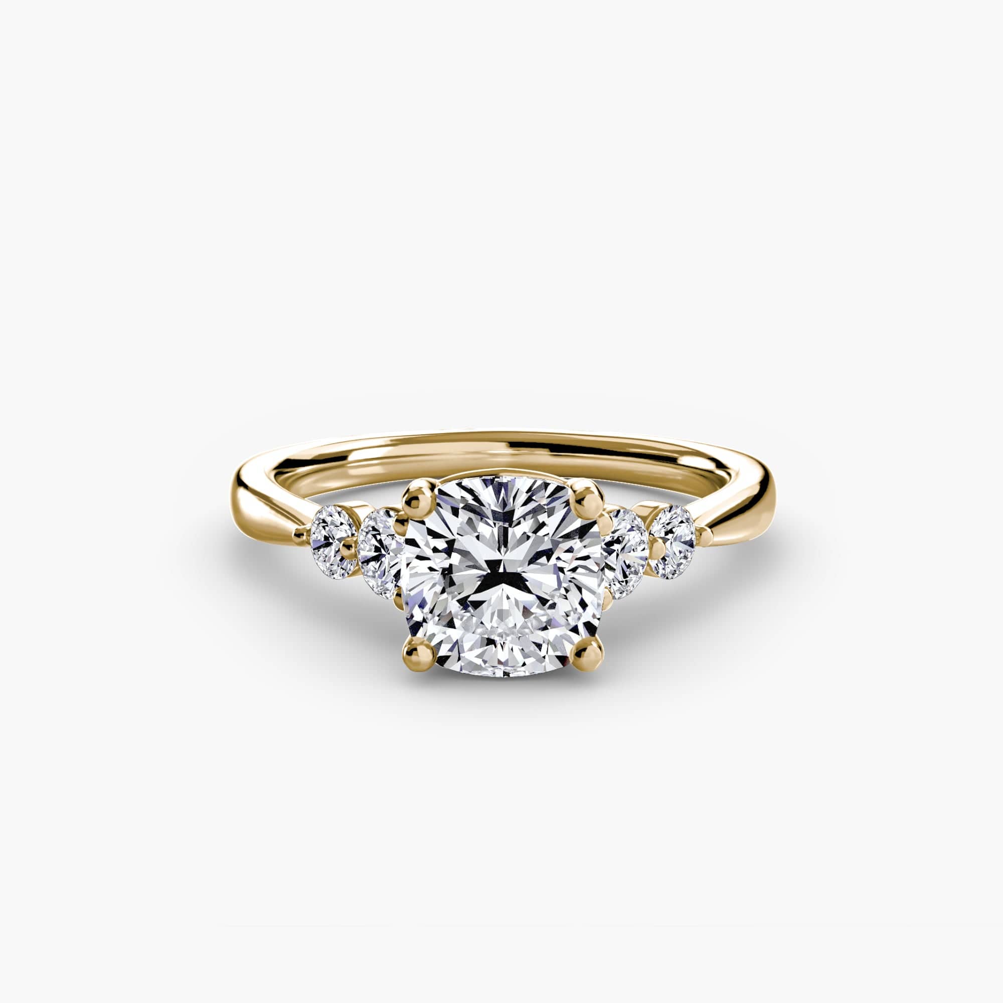 BW James Jewelers setting 9K Yellow Gold / Cushion Solitaire with Shoulder Accents 2