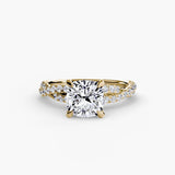 BW James Jewelers setting 9K Yellow Gold / Cushion The Twisted Pavé Solitaire