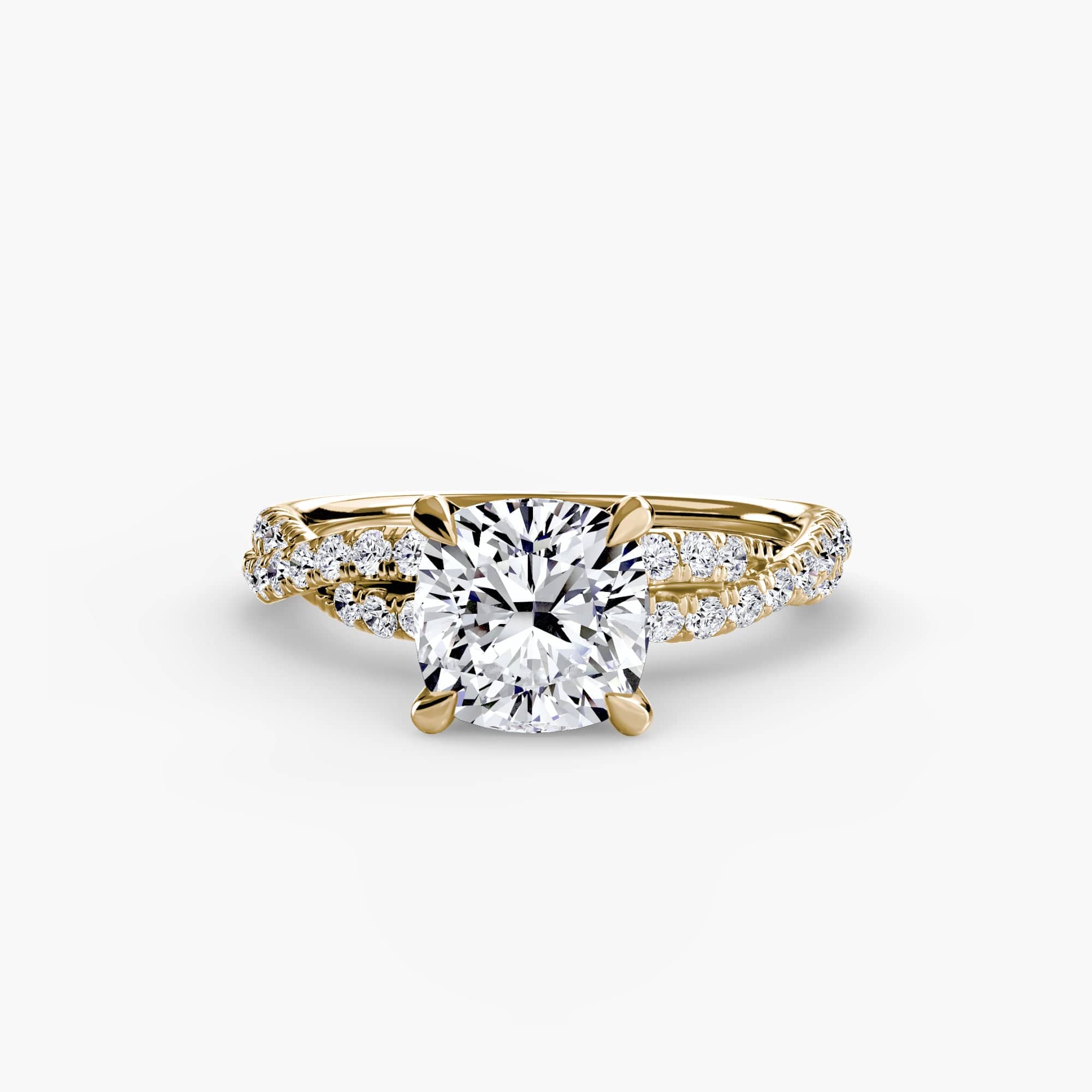 BW James Jewelers setting 9K Yellow Gold / Cushion The Twisted Pavé Solitaire
