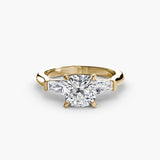 BW James Jewelers setting 9K Yellow Gold / Cushion Three-Stone Ring (Baguette Side Stones)