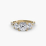 BW James Jewelers setting 9K Yellow Gold / Cushion Three-Stone with Pavé Band 3