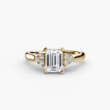 BW James Jewelers setting 9K Yellow Gold / Emerald Solitaire with Cluster Shoulders 2