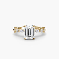 BW James Jewelers setting 9K Yellow Gold / Emerald Solitaire with Eternity Pavé