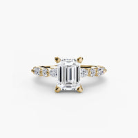 BW James Jewelers setting 9K Yellow Gold / Emerald Solitaire with Eternity Pavé 2