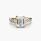 BW James Jewelers setting 9K Yellow Gold / Emerald Solitaire with Pavé 2