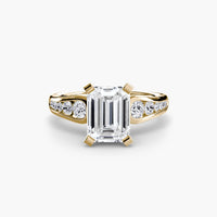 BW James Jewelers setting 9K Yellow Gold / Emerald Solitaire with Pavé 2