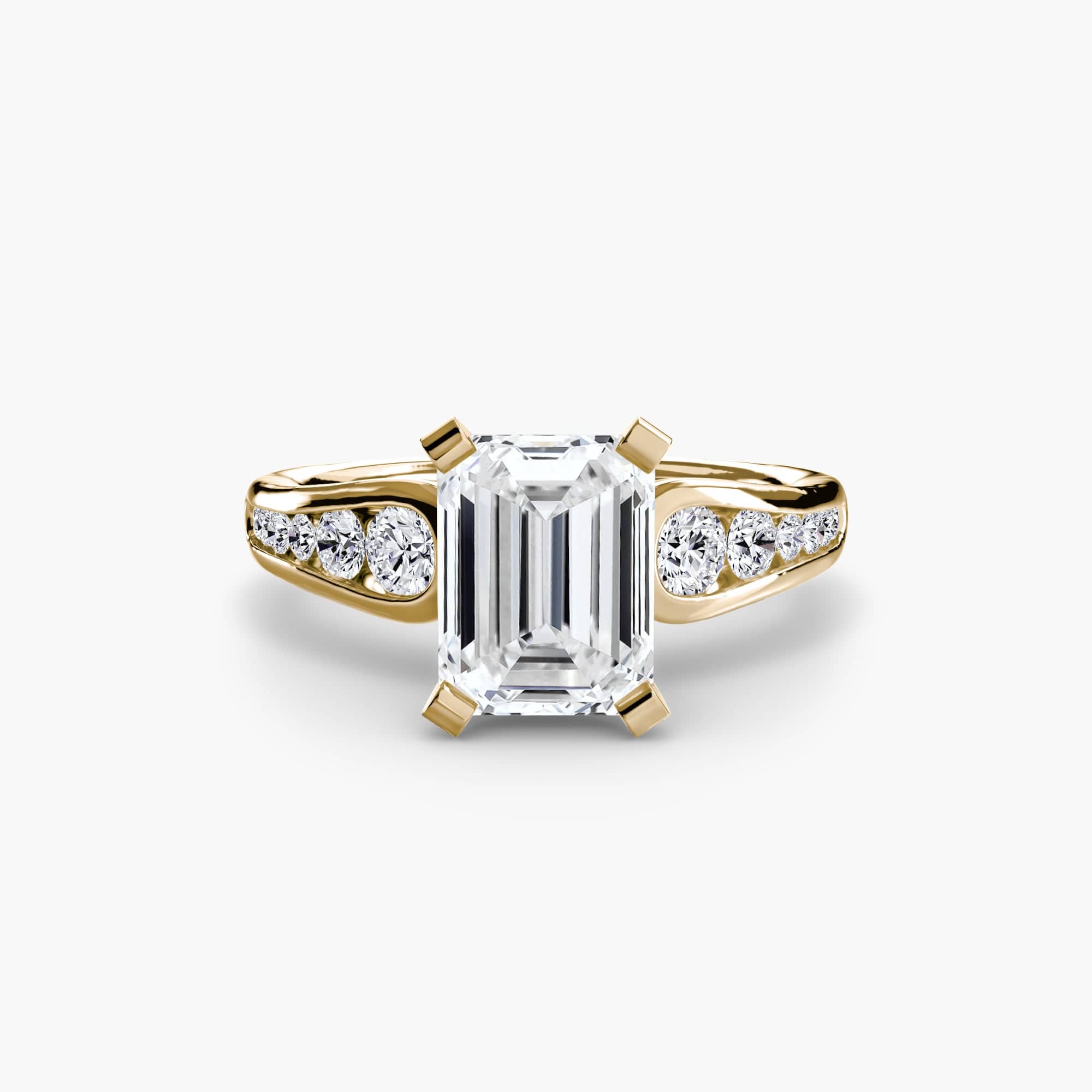 BW James Jewelers setting 9K Yellow Gold / Emerald Solitaire with Pavé 2