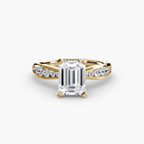 BW James Jewelers setting 9K Yellow Gold / Emerald Solitaire with Pavé 3