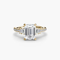 BW James Jewelers setting 9K Yellow Gold / Emerald Solitaire with Pavé 4