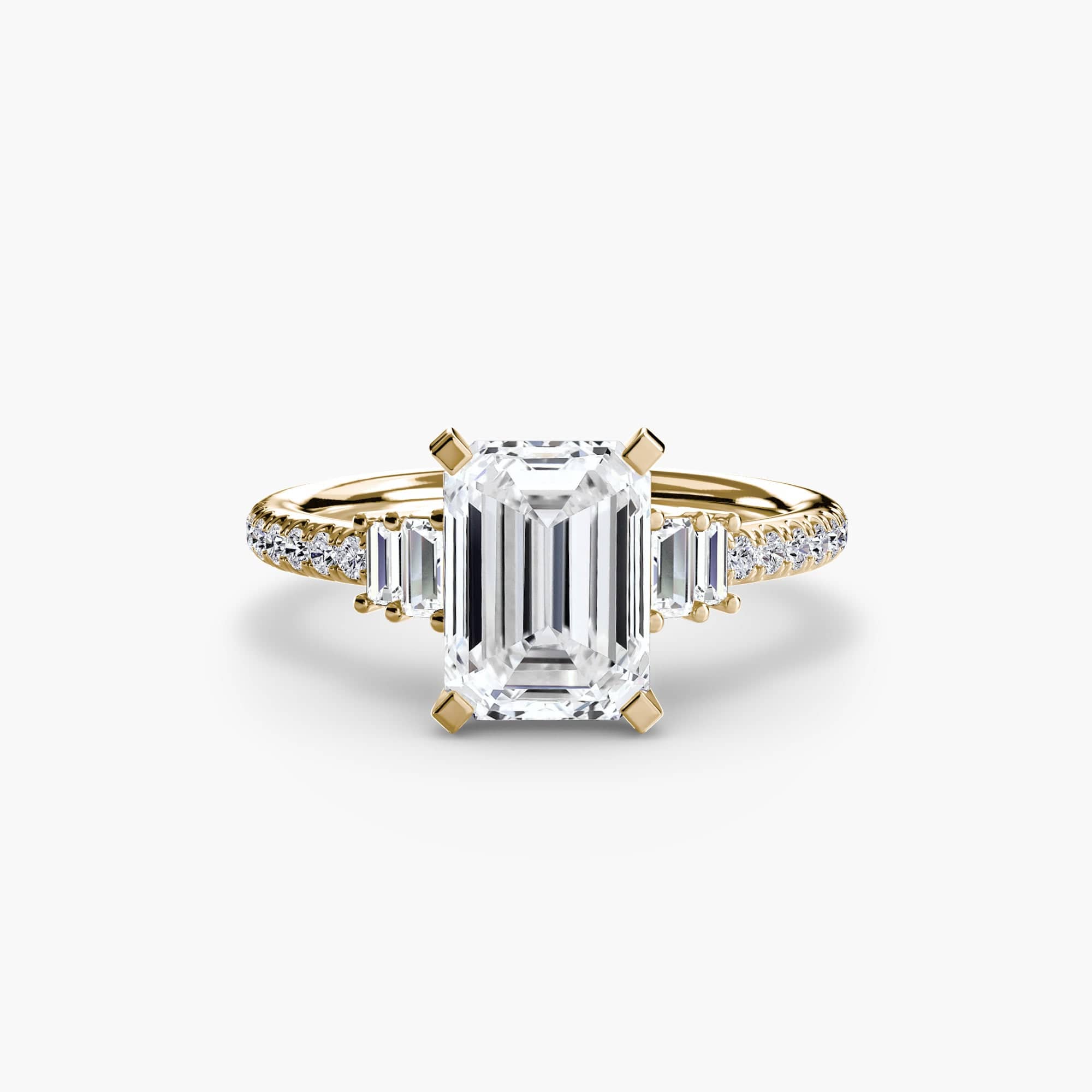 BW James Jewelers setting 9K Yellow Gold / Emerald Solitaire with Pavé 4