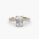 BW James Jewelers setting 9K Yellow Gold / Emerald Solitaire with Pavé 6