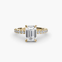 BW James Jewelers setting 9K Yellow Gold / Emerald Solitaire with Pavé 6