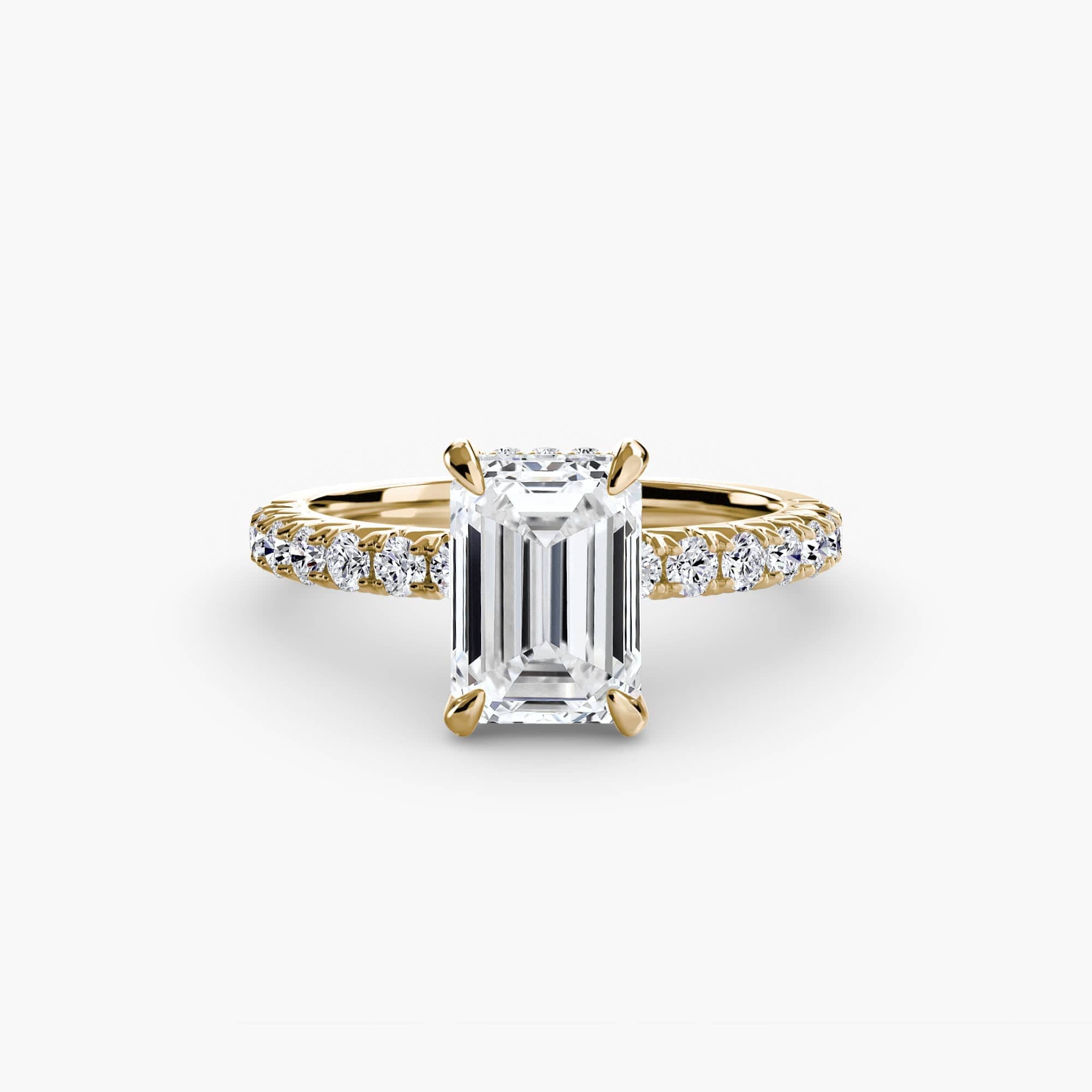 BW James Jewelers setting 9K Yellow Gold / Emerald Solitaire with Pavé 6