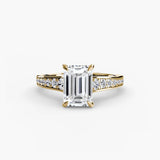 BW James Jewelers setting 9K Yellow Gold / Emerald Solitaire with Pavé 7