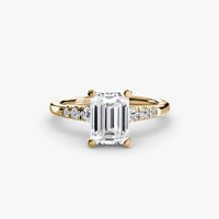 BW James Jewelers setting 9K Yellow Gold / Emerald Solitaire with Shoulder Accents