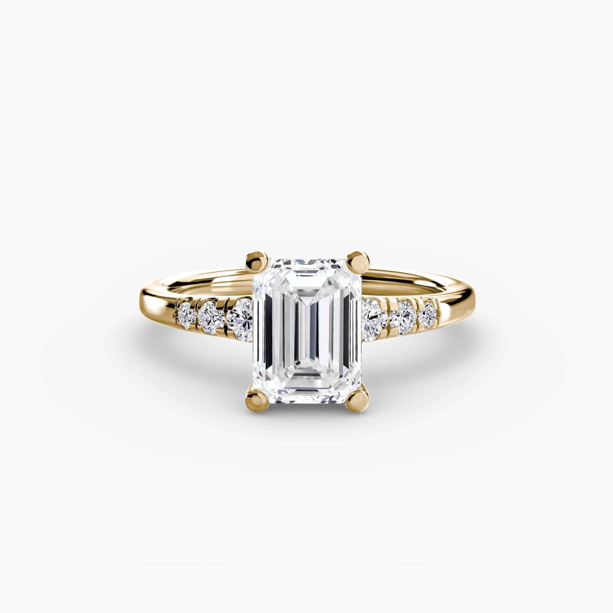 BW James Jewelers setting 9K Yellow Gold / Emerald Solitaire with Shoulder Accents
