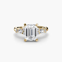 BW James Jewelers setting 9K Yellow Gold / Emerald The Floral Accent Solitaire